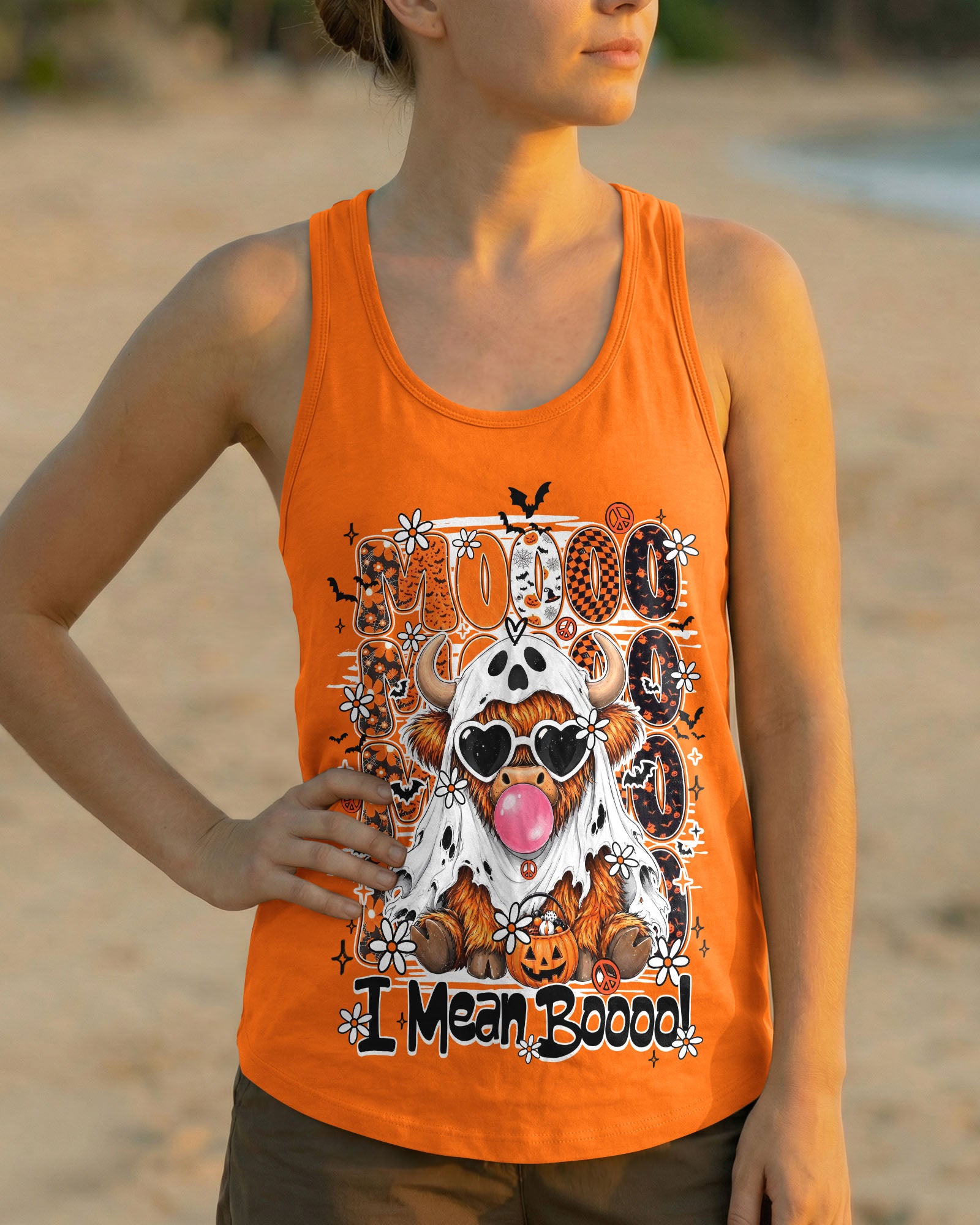 MOO I MEAN BOO HALLOWEEN COW ALL OVER PRINT - TY1707261