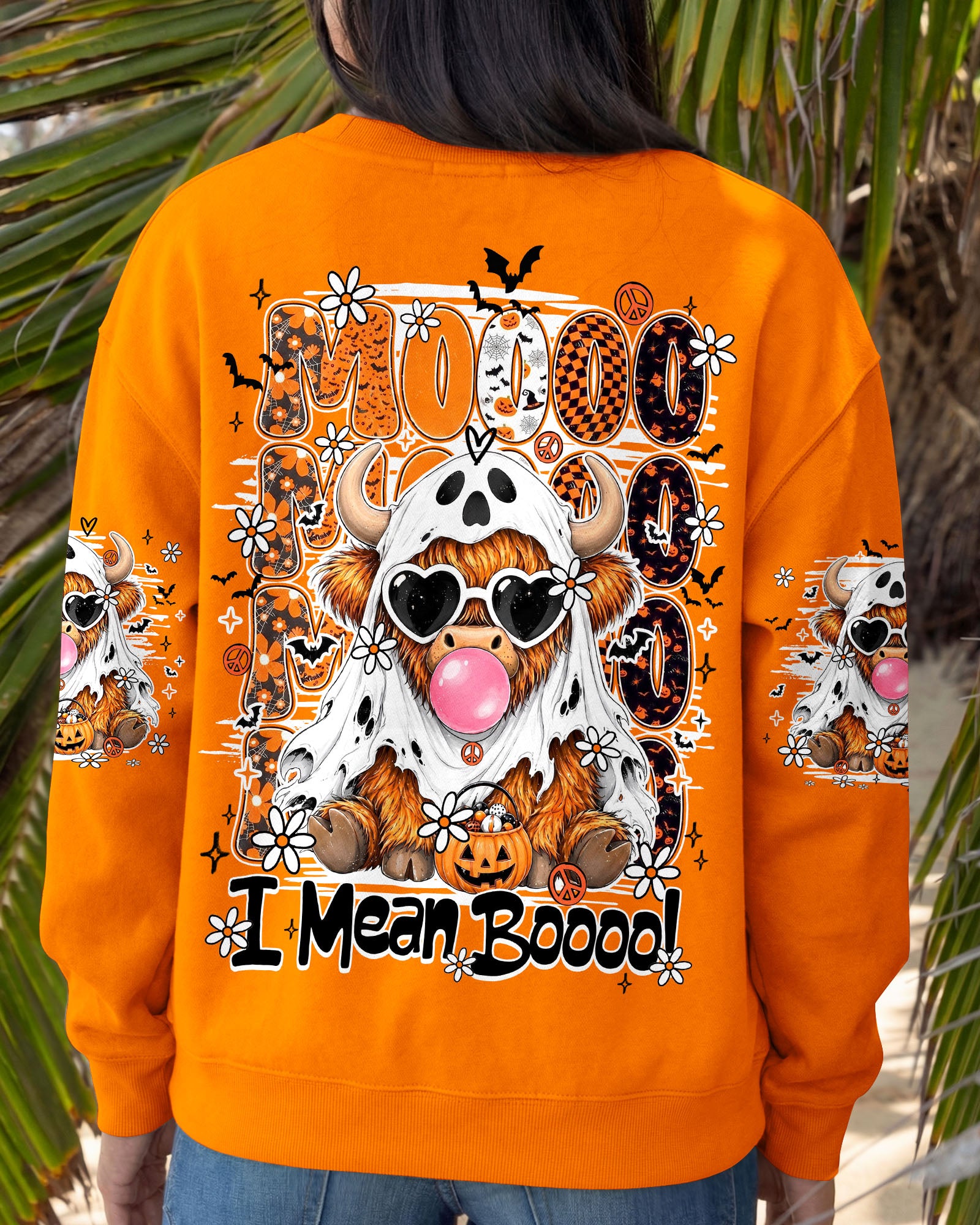 MOO I MEAN BOO HALLOWEEN COW ALL OVER PRINT - TY1707261