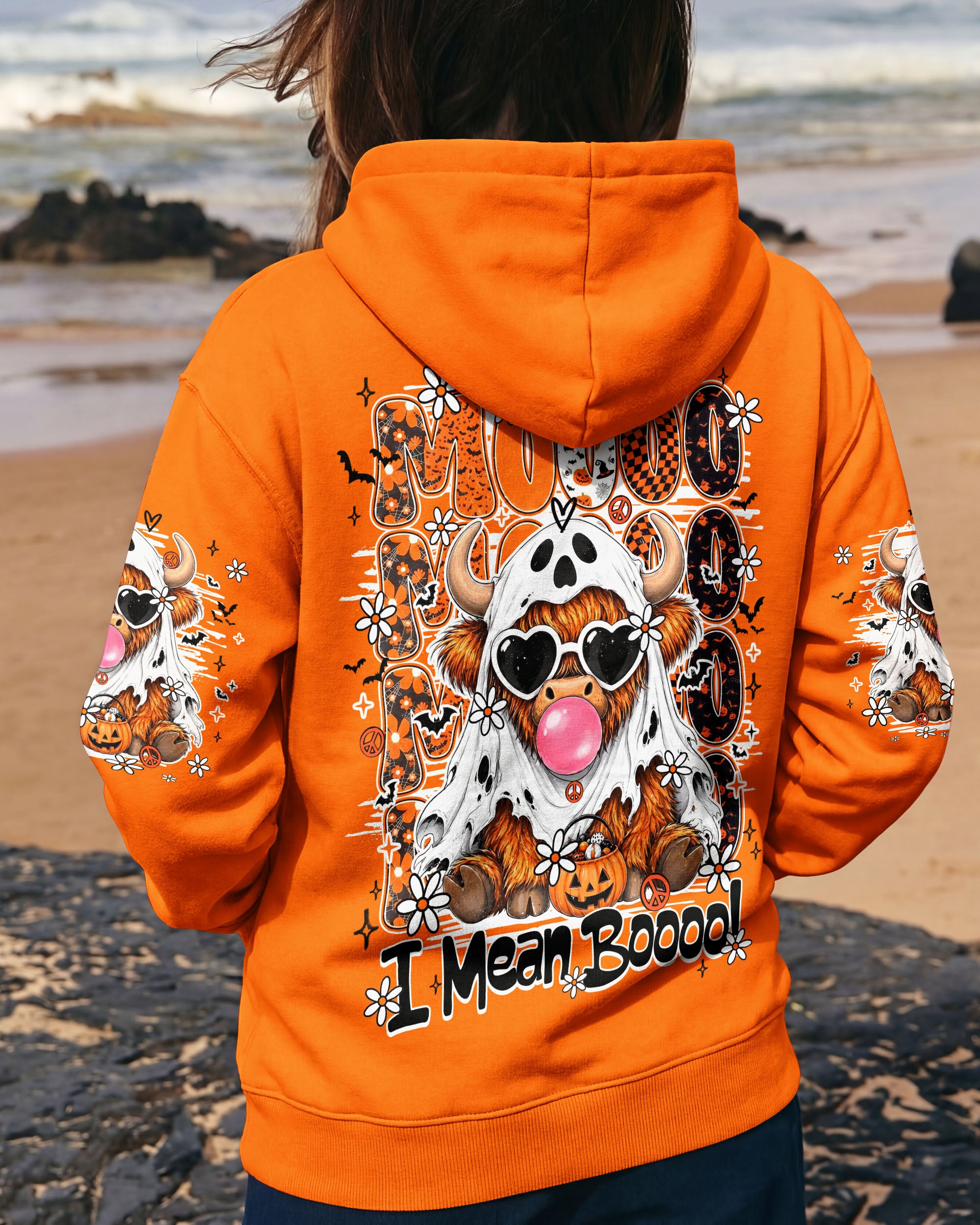 MOO I MEAN BOO HALLOWEEN COW ALL OVER PRINT - TY1707261