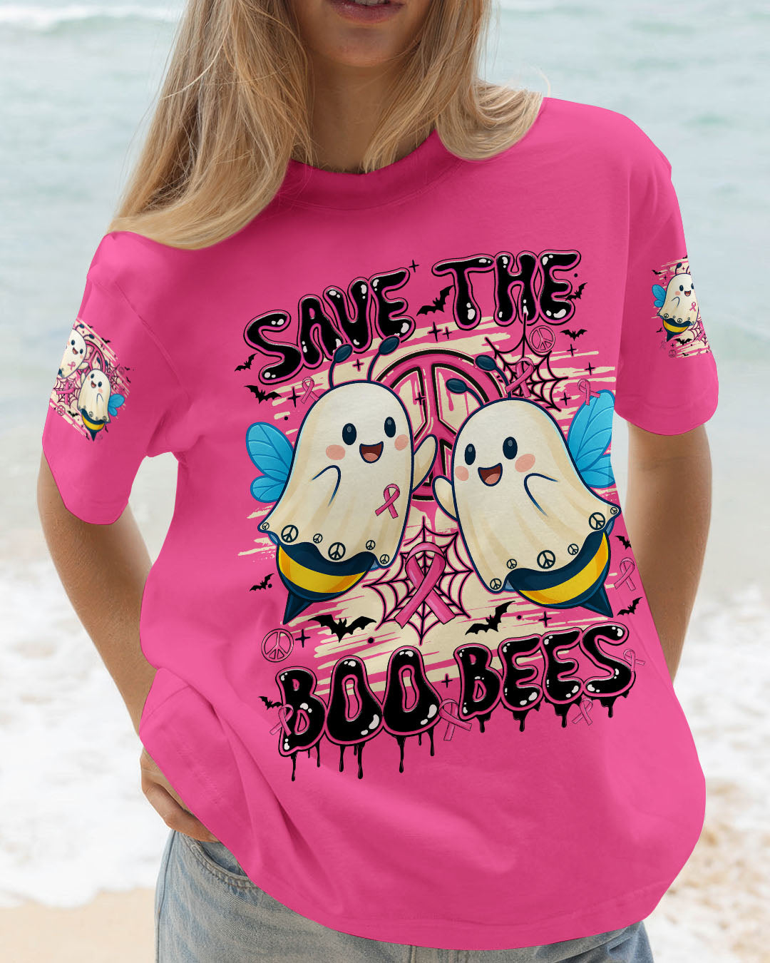 SAVE THE BOO BEES HALLOWEEN PINK ALL OVER PRINT - TY2307251