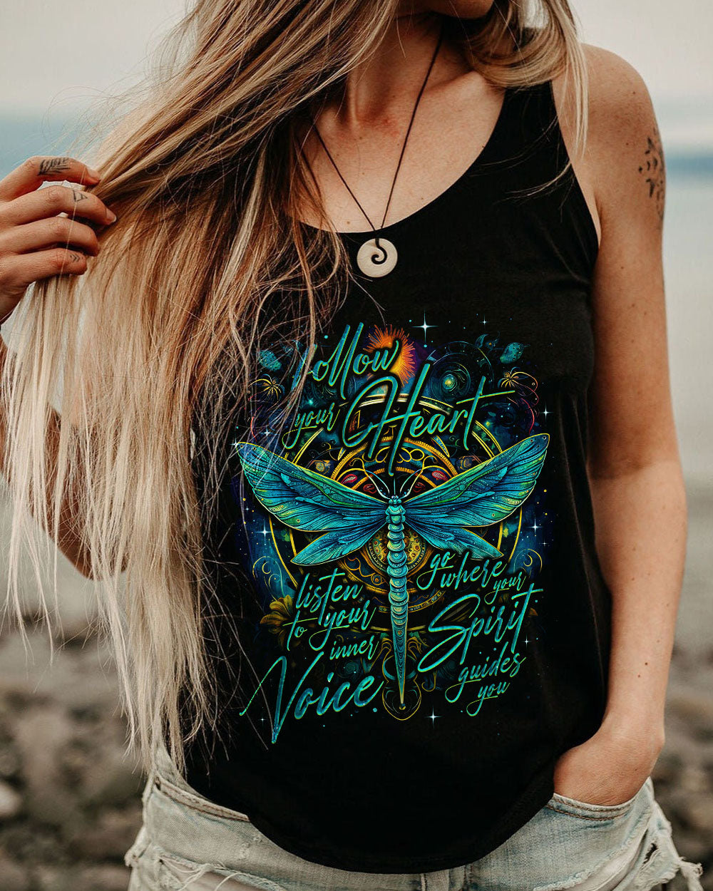 FOLLOW YOUR HEART DRAGONFLY ALL OVER PRINT - TY2408234