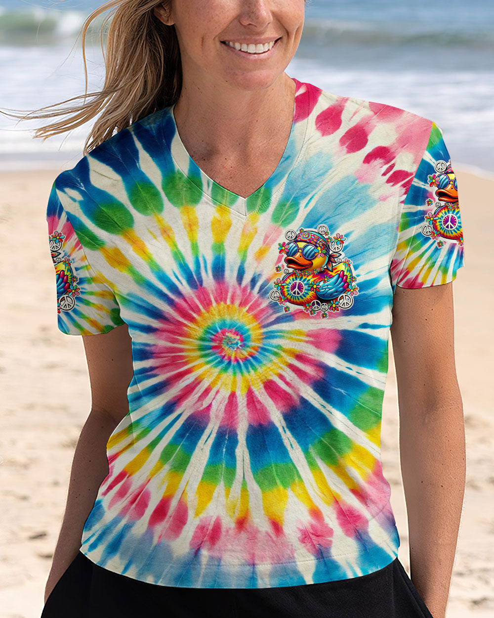 STUCK IN THE 70'S HIPPIE DUCK TIE DYE ALL OVER PRINT - TY2408241