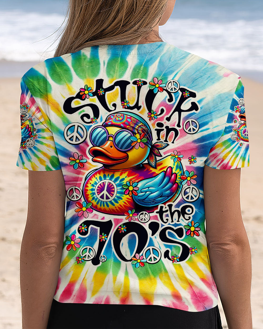STUCK IN THE 70'S HIPPIE DUCK TIE DYE ALL OVER PRINT - TY2408241