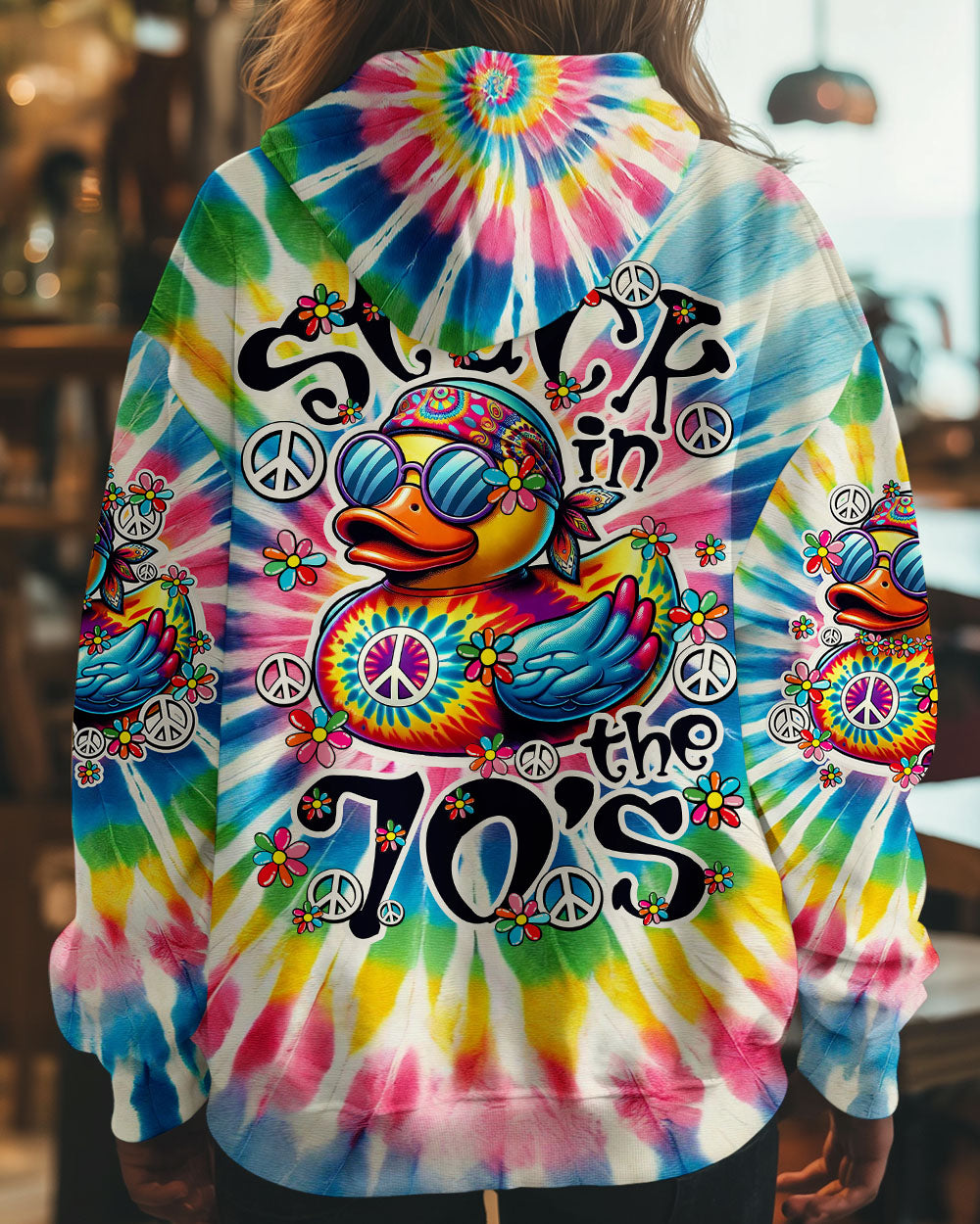 STUCK IN THE 70'S HIPPIE DUCK TIE DYE ALL OVER PRINT - TY2408241