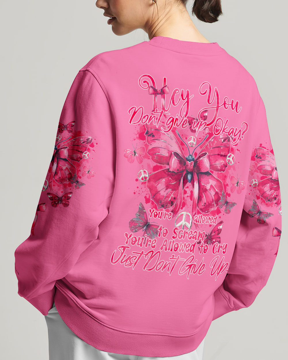 HEY YOU DON'T GIVE UP OKAY BUTTERFLY ALL OVER PRINT - TY2903241