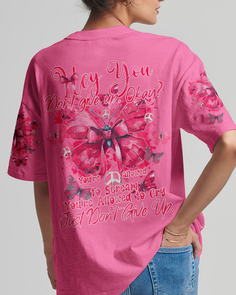 HEY YOU DON'T GIVE UP OKAY BUTTERFLY ALL OVER PRINT - TY2903241