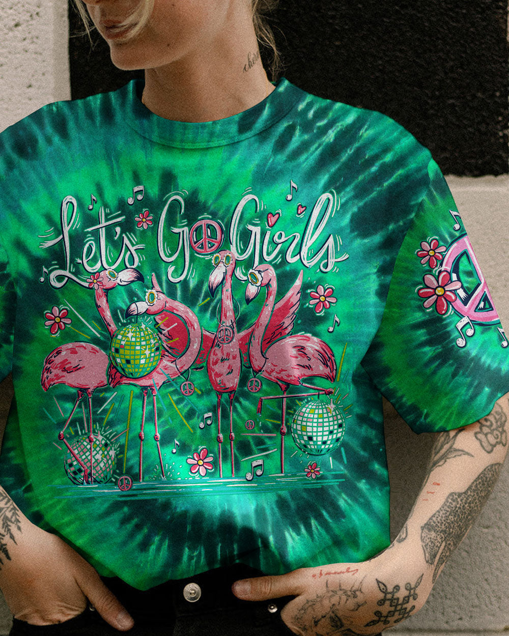 LET'S GO GIRLS FLAMINGO TIE DYE ALL OVER PRINT - TY3006232