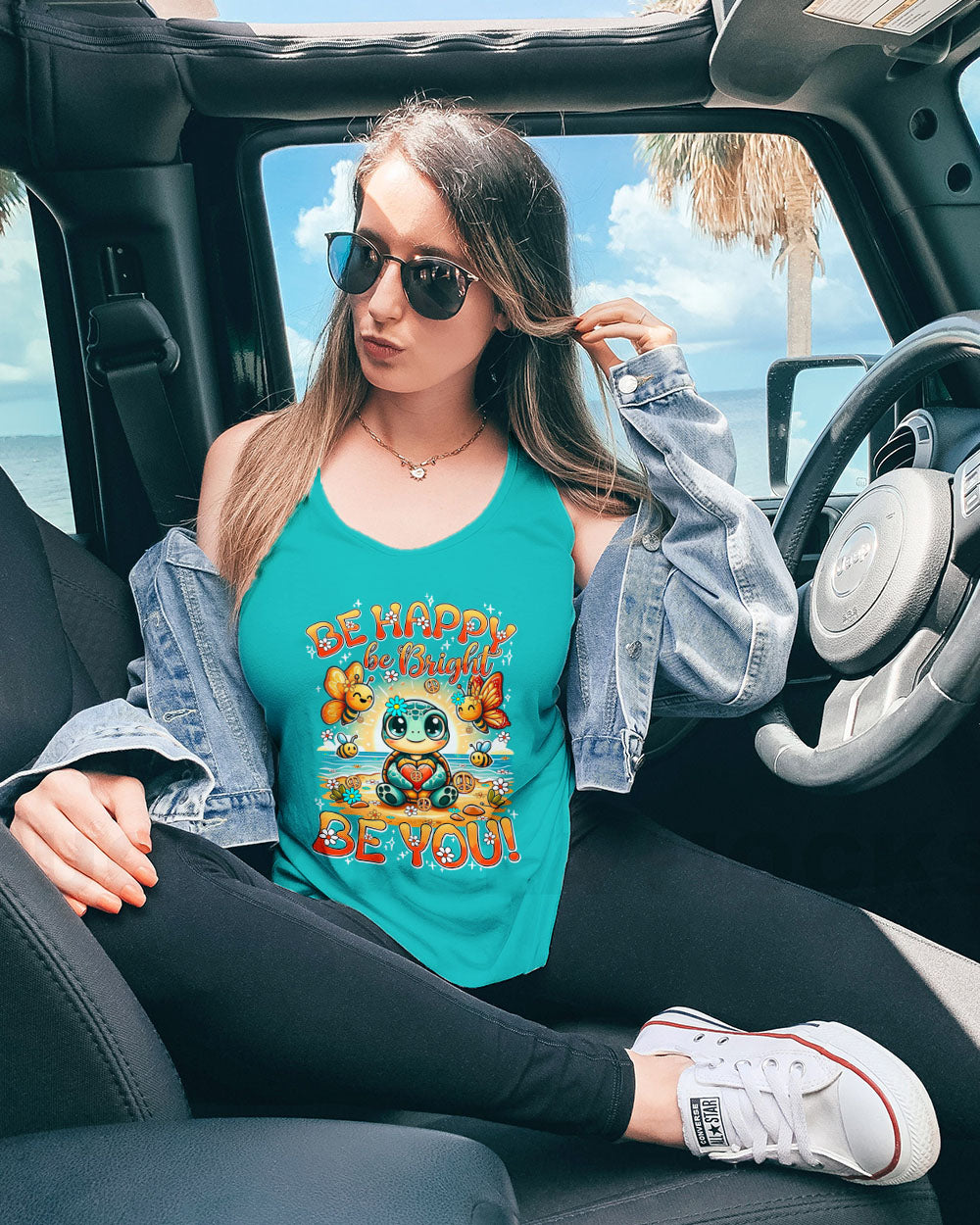 BE HAPPY BE BRIGHT BE YOU TURTLE ALL OVER PRINT - TY3105241