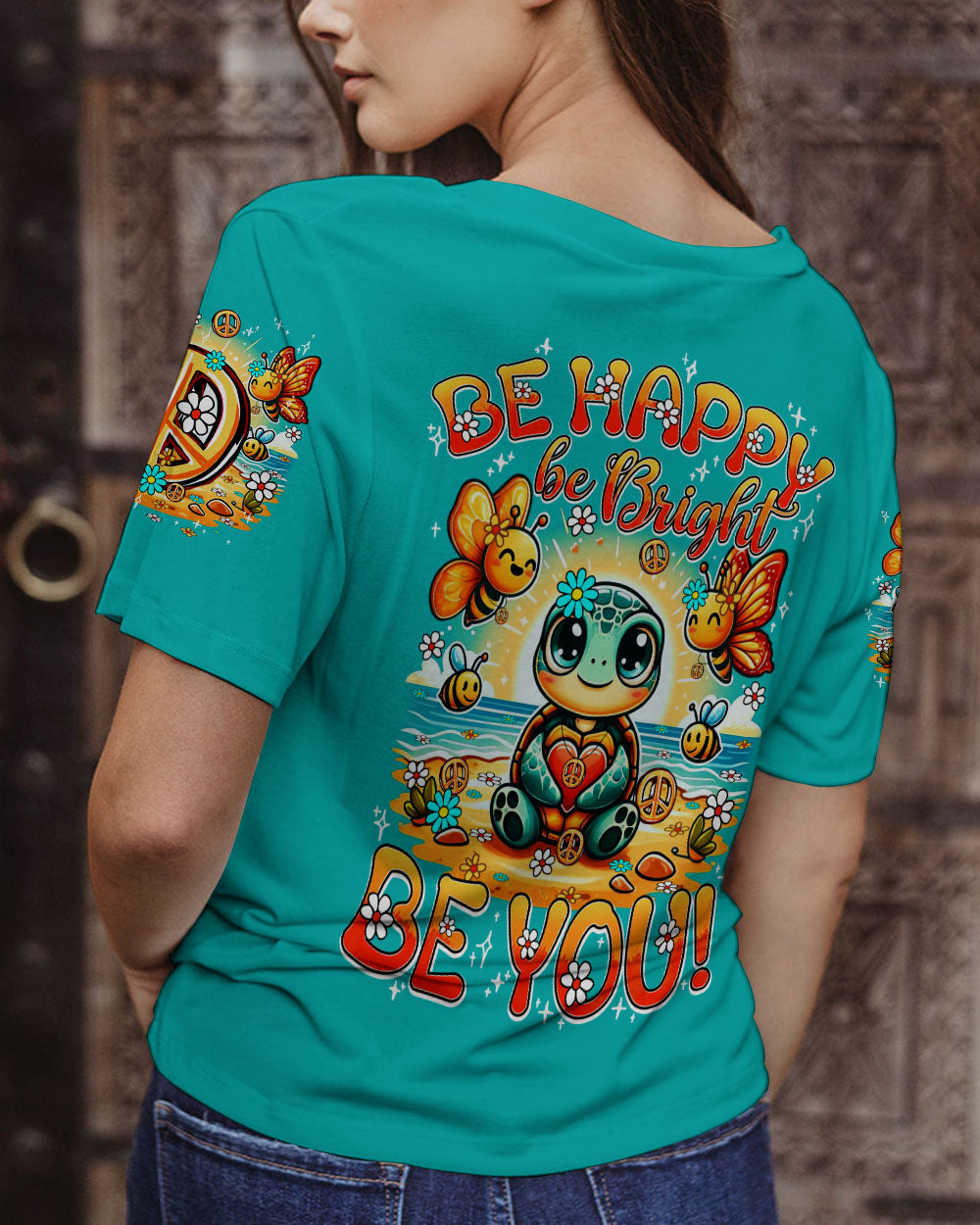 BE HAPPY BE BRIGHT BE YOU TURTLE ALL OVER PRINT - TY3105241