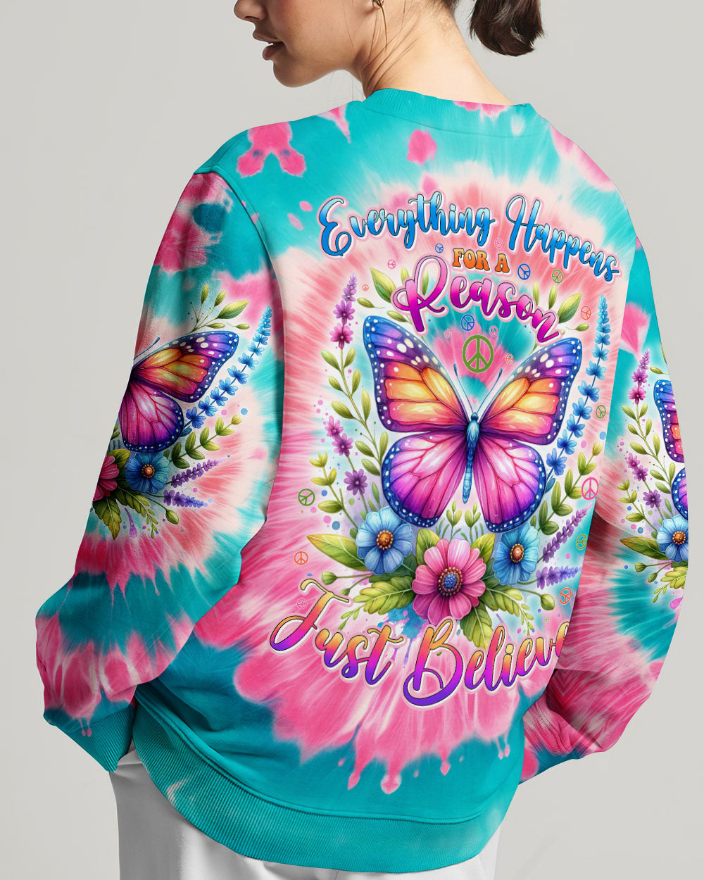 JUST BELIEVE BUTTERFLY TIE DYE ALL OVER PRINT - TYHI0406241