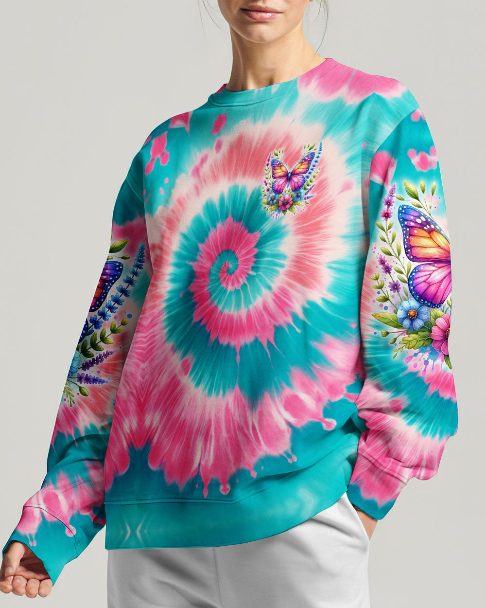 JUST BELIEVE BUTTERFLY TIE DYE ALL OVER PRINT - TYHI0406241