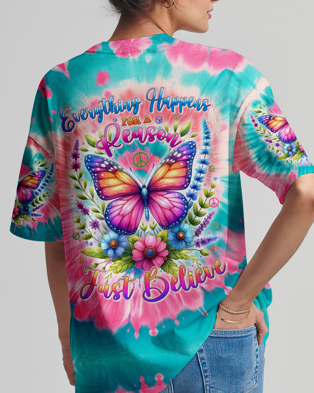 JUST BELIEVE BUTTERFLY TIE DYE ALL OVER PRINT - TYHI0406241