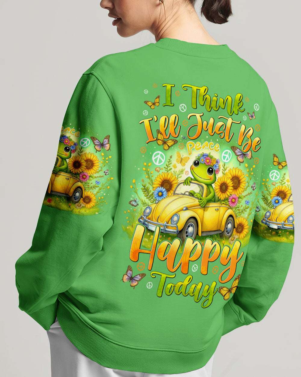 I THINK I'LL JUST BE HAPPY TODAY FROG ALL OVER PRINT - TYHI0506242