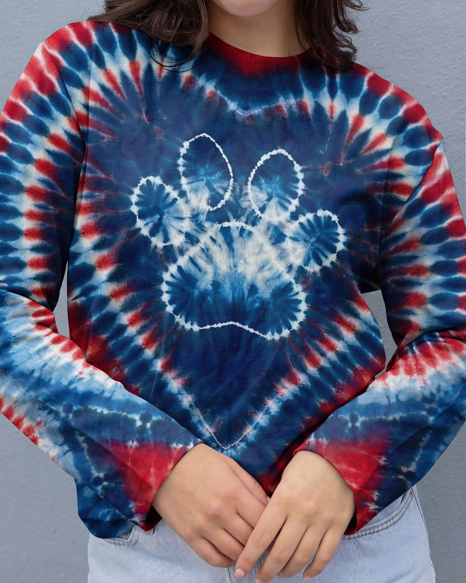 RED WHITE AND BLUE HEART PAW ALL OVER PRINT - TYLN0104263