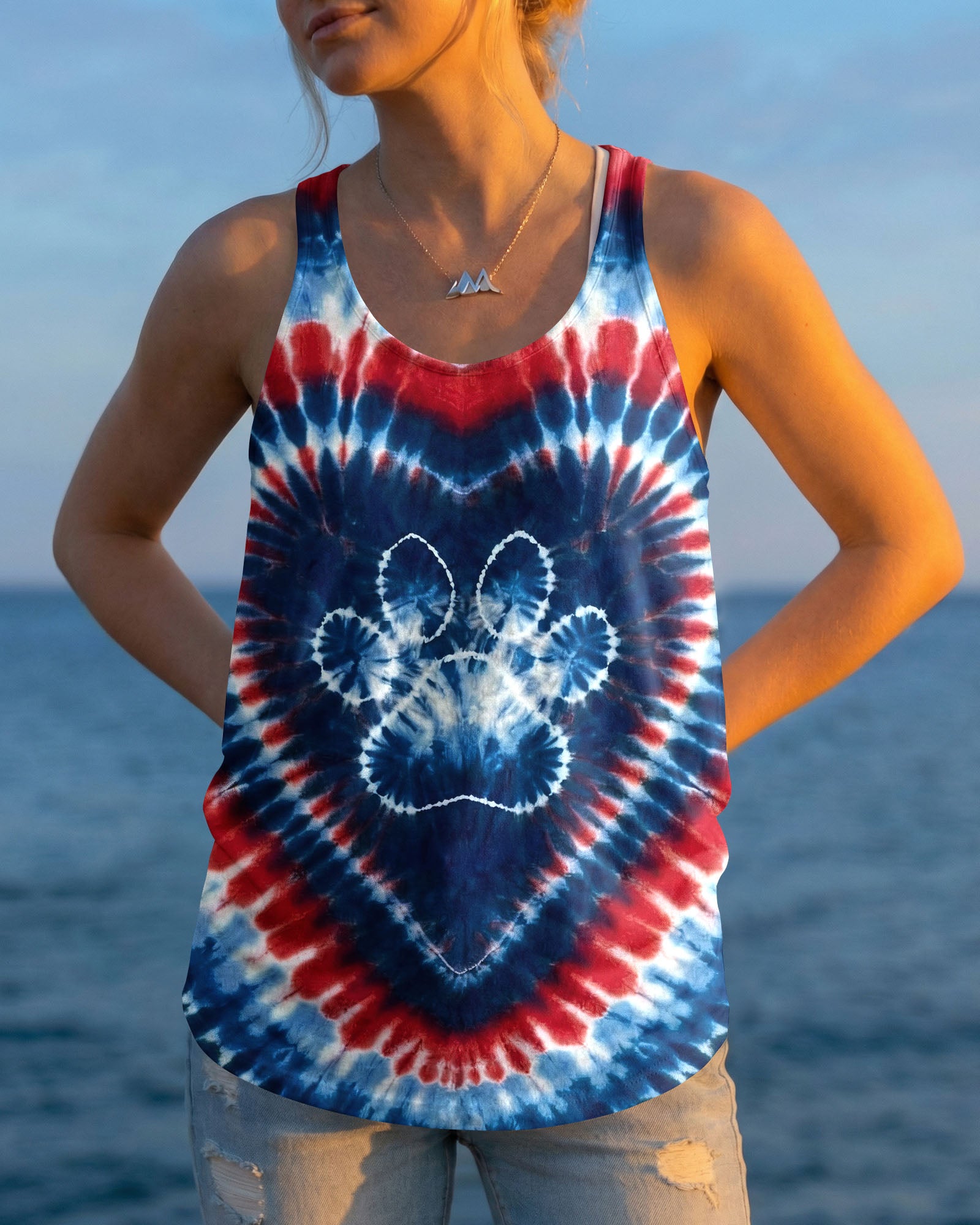 RED WHITE AND BLUE HEART PAW ALL OVER PRINT - TYLN0104263