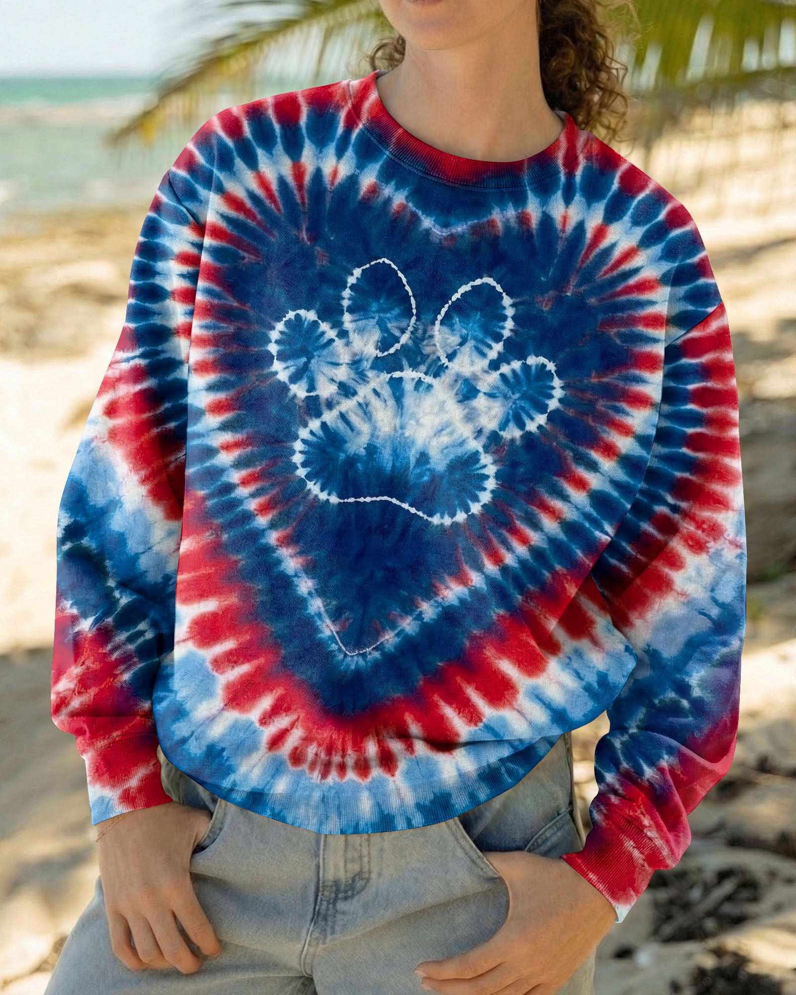 RED WHITE AND BLUE HEART PAW ALL OVER PRINT - TYLN0104263