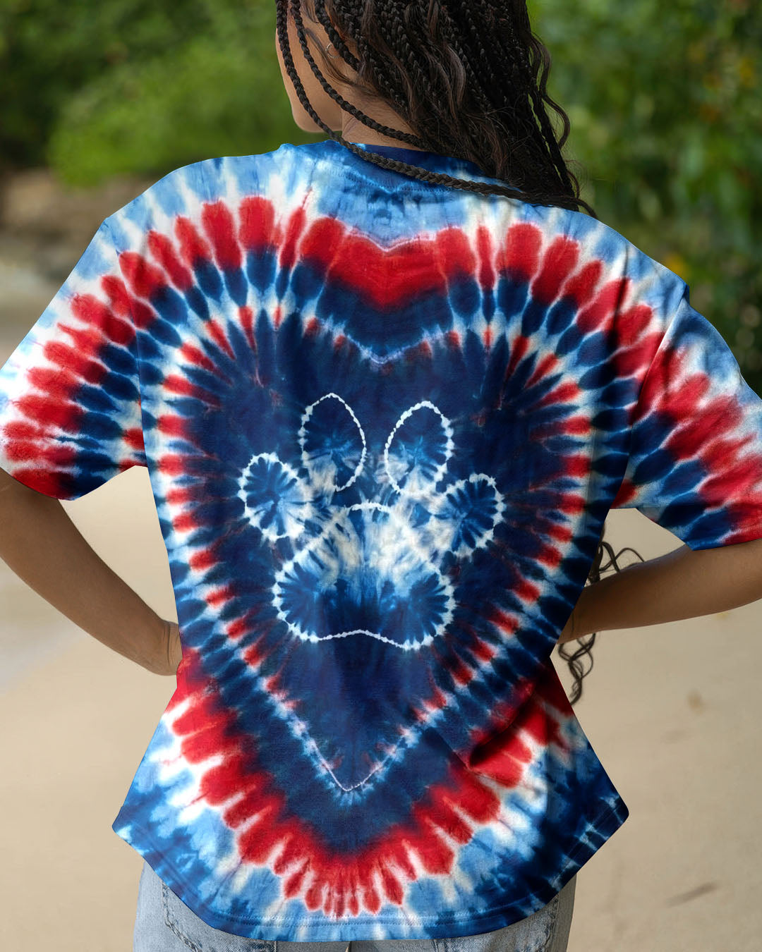 RED WHITE AND BLUE HEART PAW ALL OVER PRINT - TYLN0104263