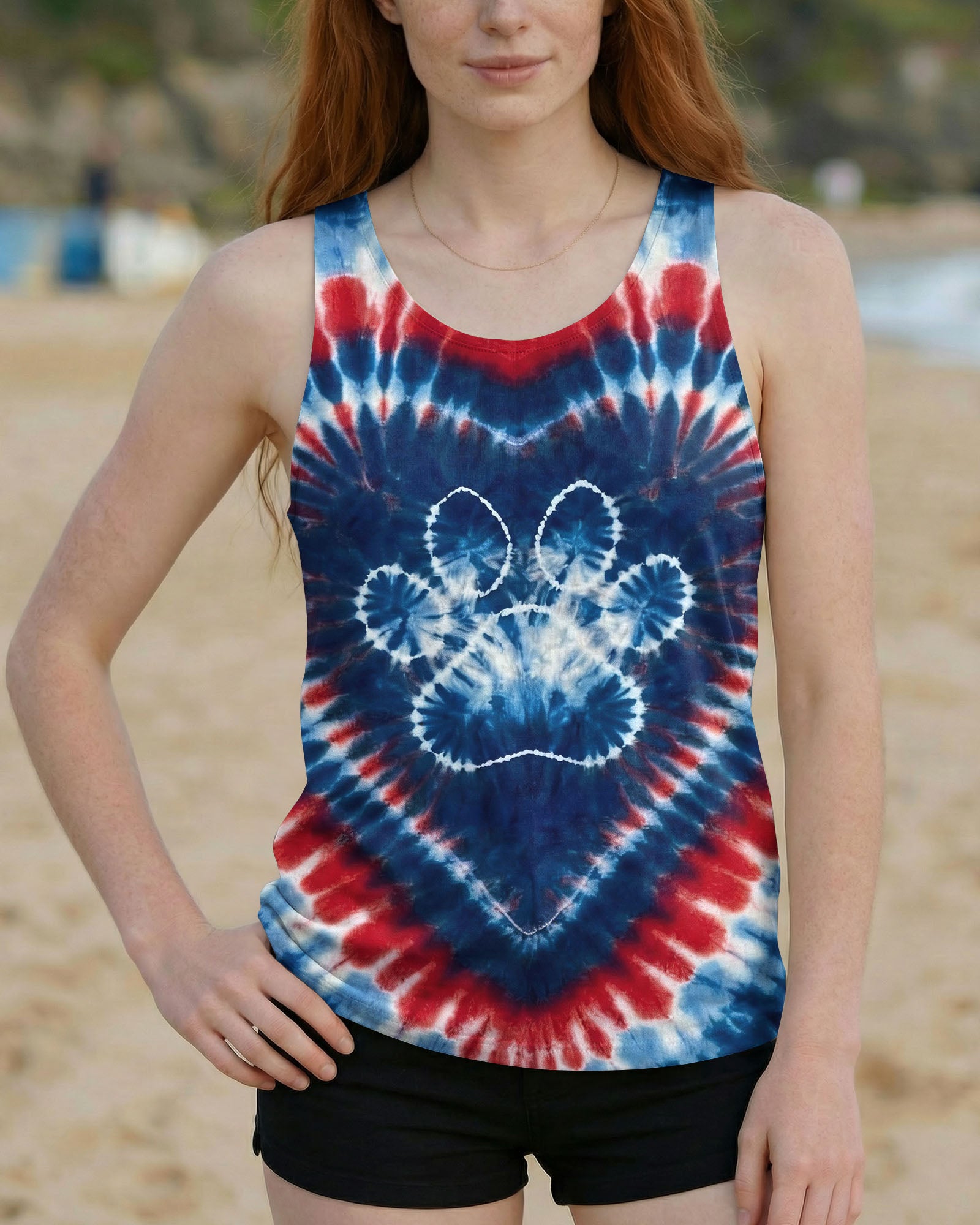 RED WHITE AND BLUE HEART PAW ALL OVER PRINT - TYLN0104263