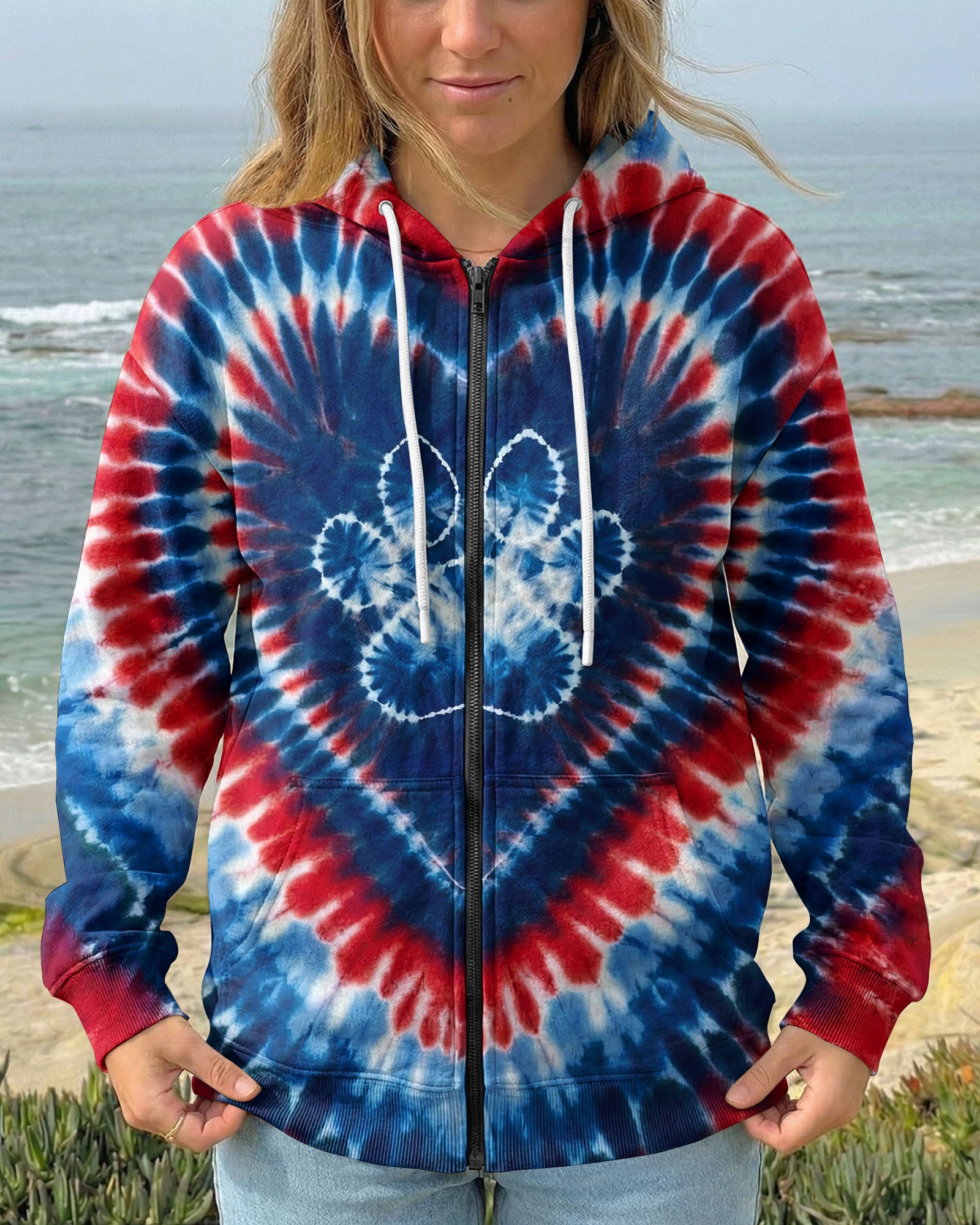 RED WHITE AND BLUE HEART PAW ALL OVER PRINT - TYLN0104263