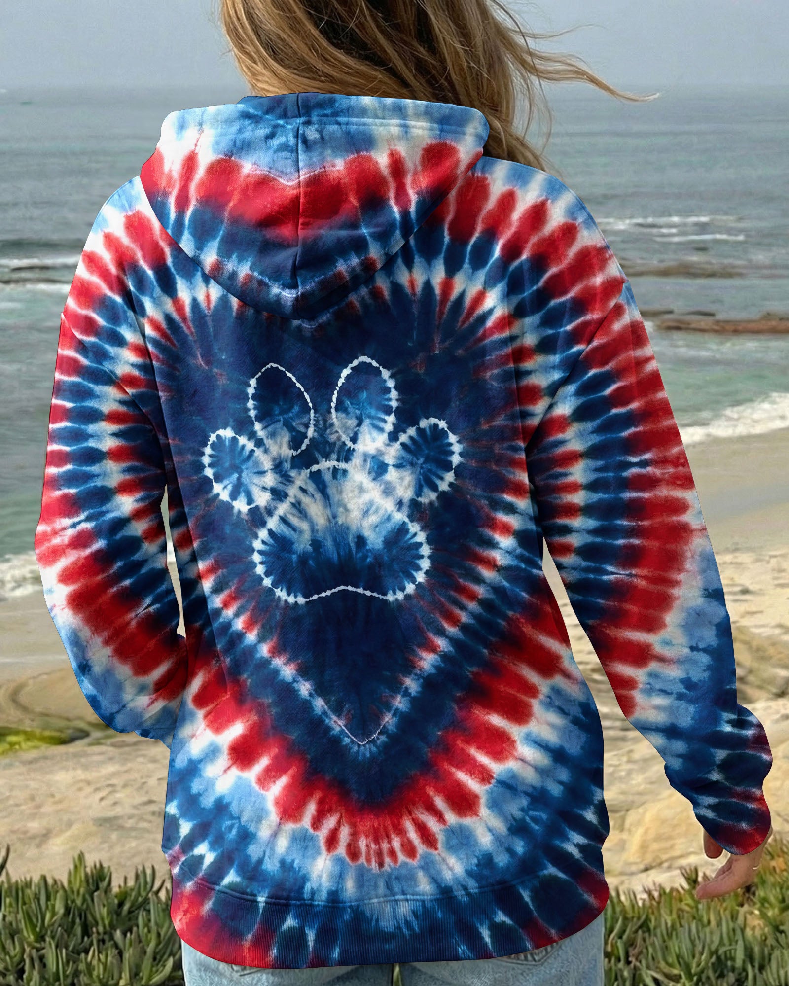 RED WHITE AND BLUE HEART PAW ALL OVER PRINT - TYLN0104263