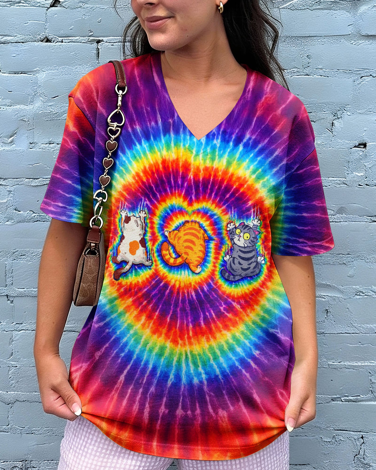 FUNNY THREE CAT COLORFUL SWIRL ALL OVER PRINT   - TLTW2802262