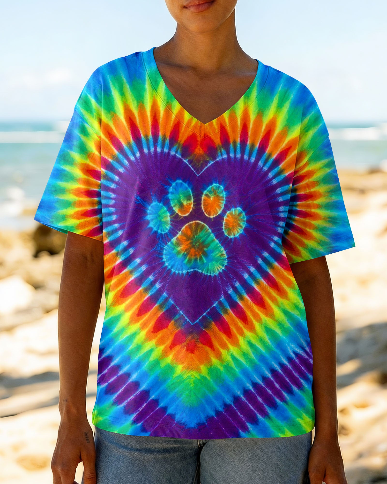 GROOVY RAINBOW HEART PAW ALL OVER PRINT - TYLN1303262