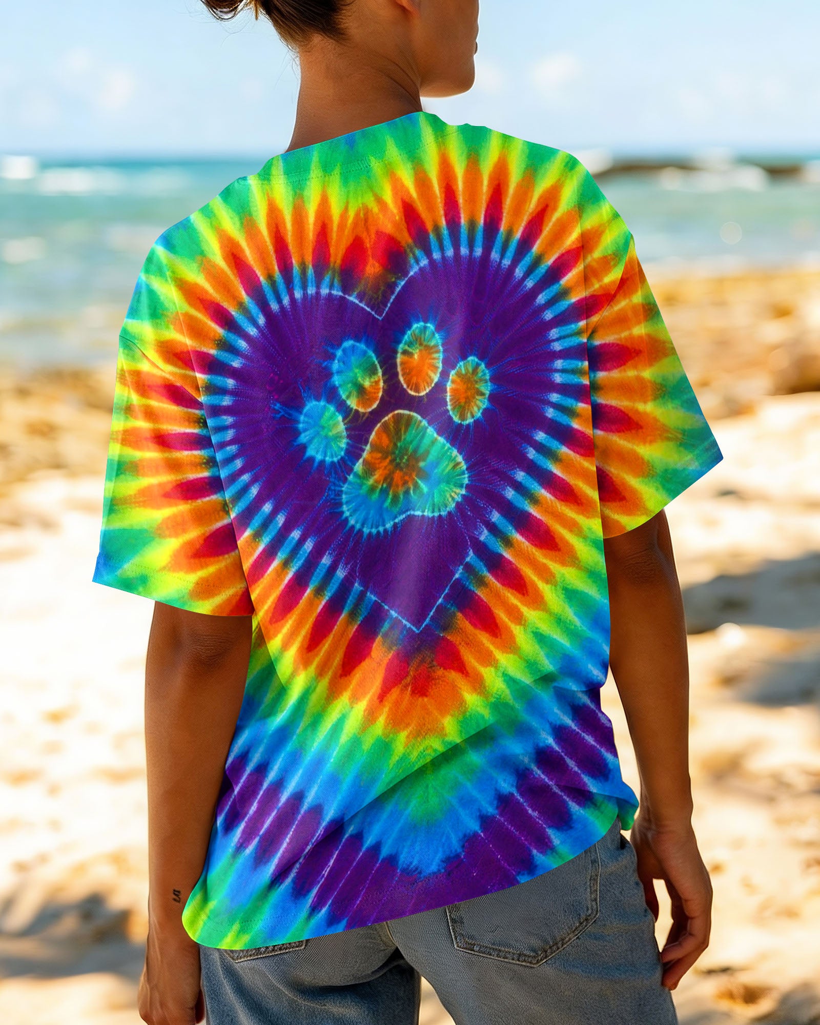 GROOVY RAINBOW HEART PAW ALL OVER PRINT - TYLN1303262