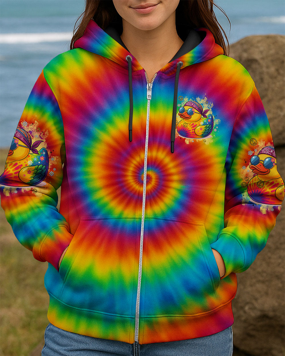 I'M NOT SHORT DUCK HIPPIE TIE DYE ALL OVER PRINT - TYPQ0108251