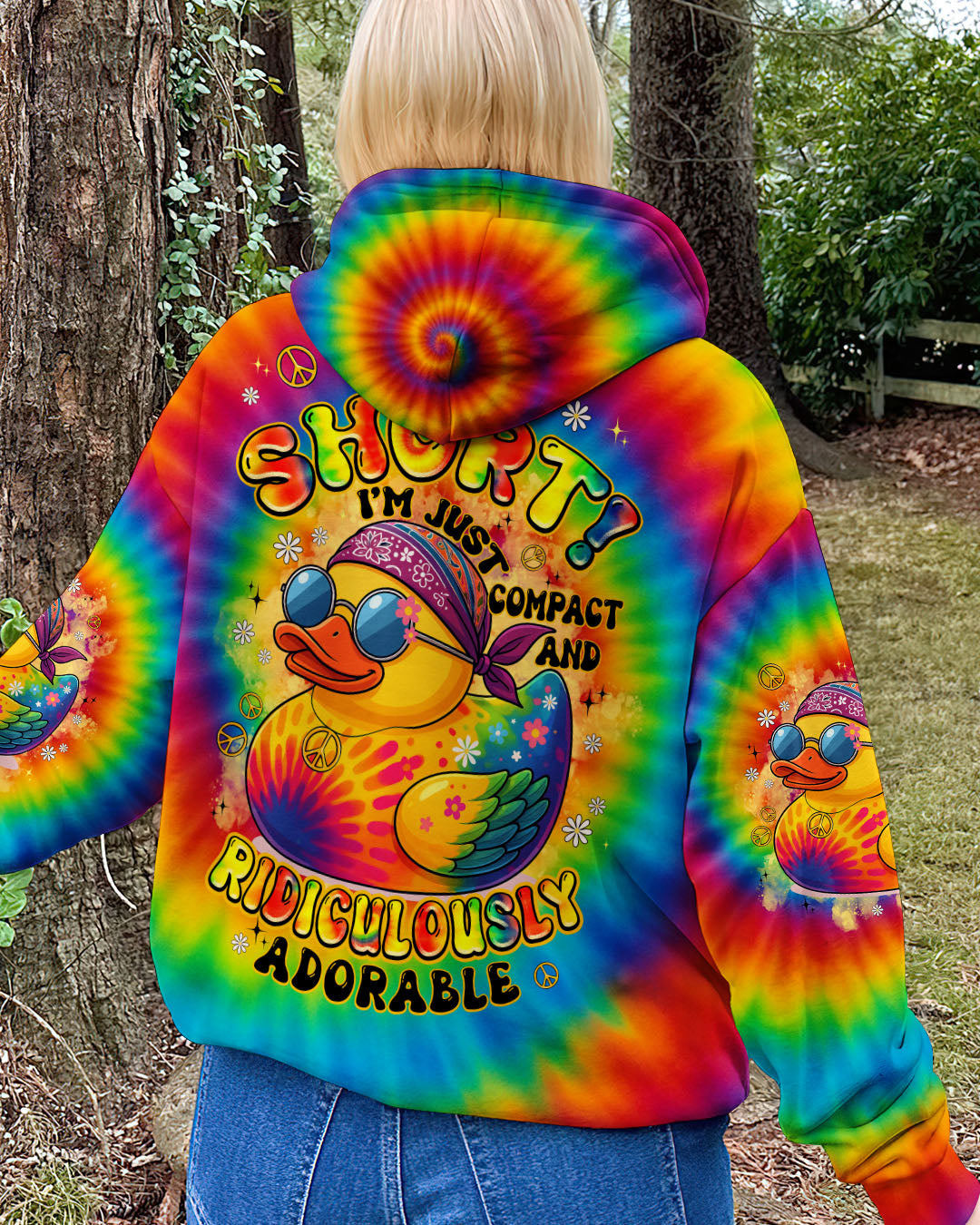 I'M NOT SHORT DUCK HIPPIE TIE DYE ALL OVER PRINT - TYPQ0108251
