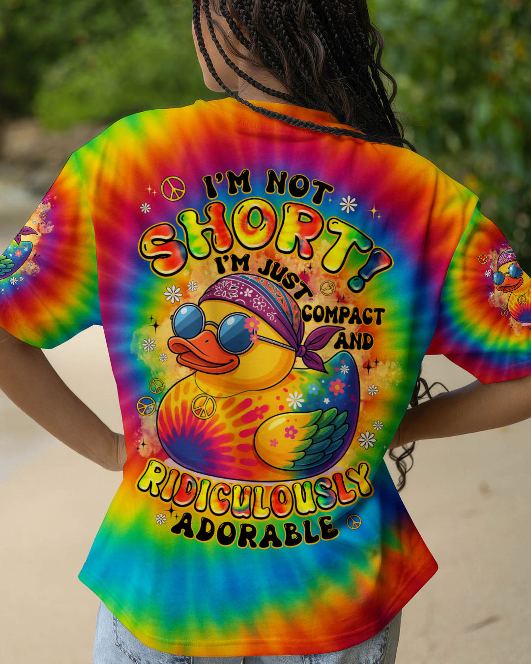 I'M NOT SHORT DUCK HIPPIE TIE DYE ALL OVER PRINT - TYPQ0108251