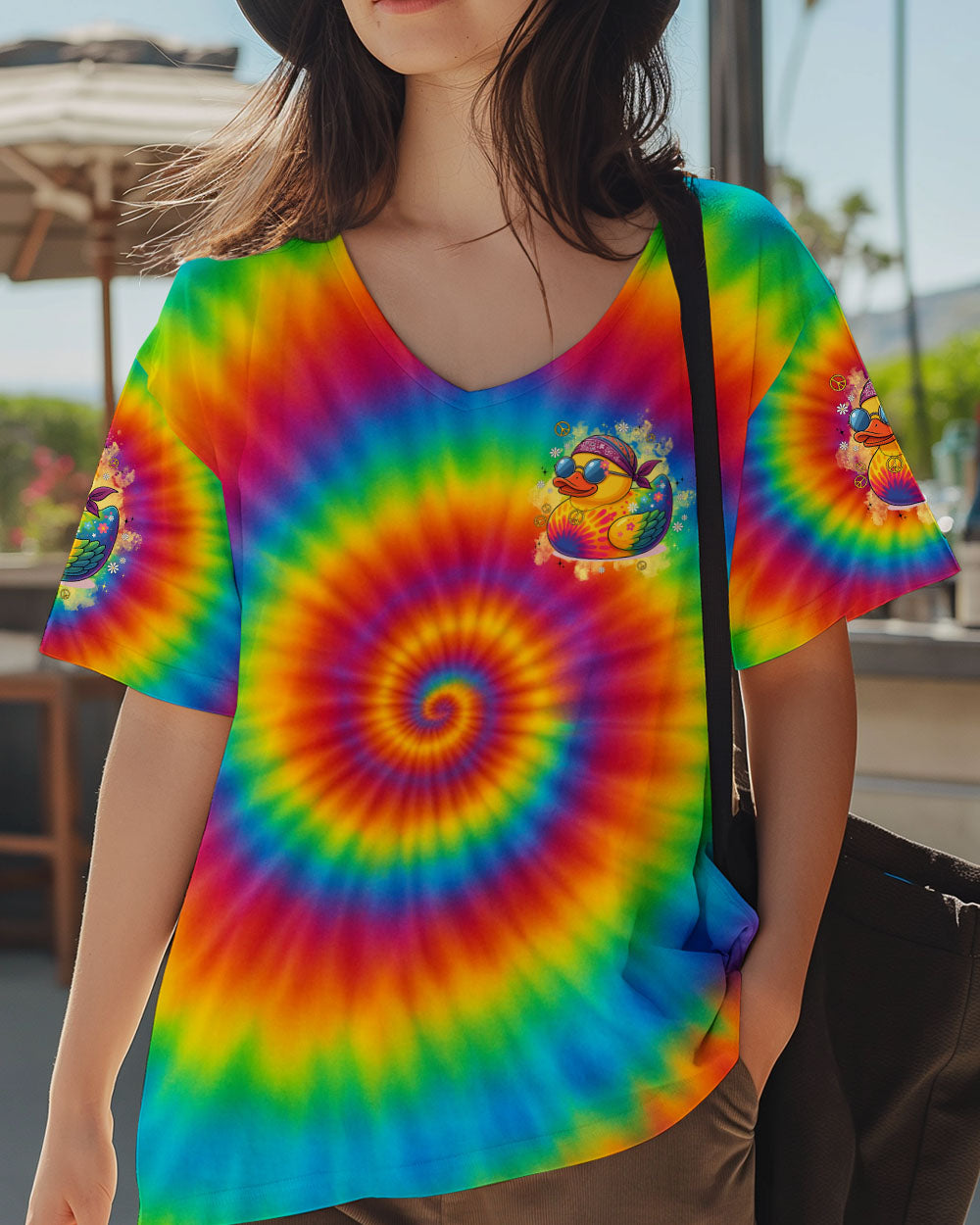 I'M NOT SHORT DUCK HIPPIE TIE DYE ALL OVER PRINT - TYPQ0108251