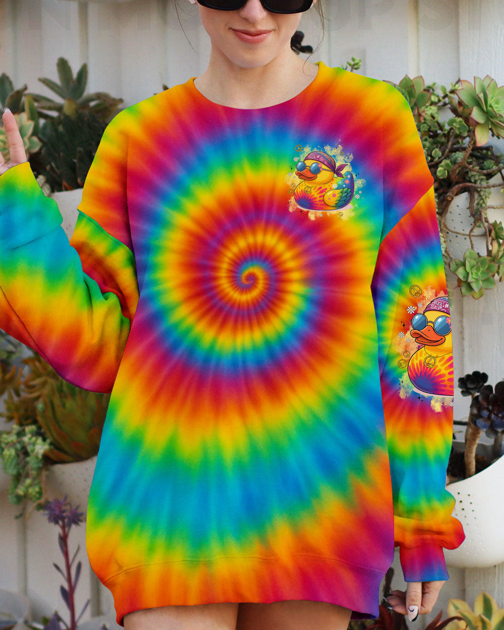I'M NOT SHORT DUCK HIPPIE TIE DYE ALL OVER PRINT - TYPQ0108251