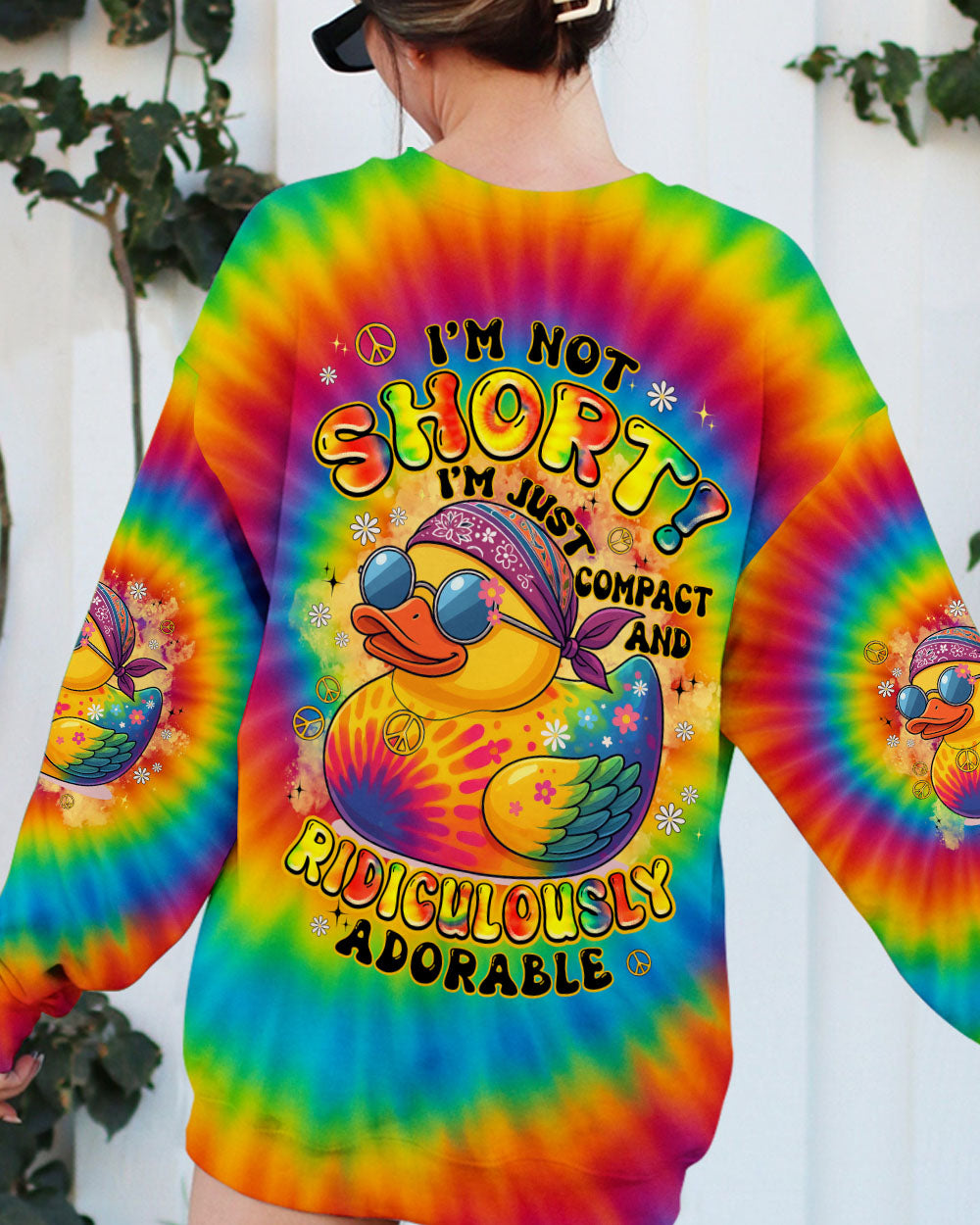 I'M NOT SHORT DUCK HIPPIE TIE DYE ALL OVER PRINT - TYPQ0108251