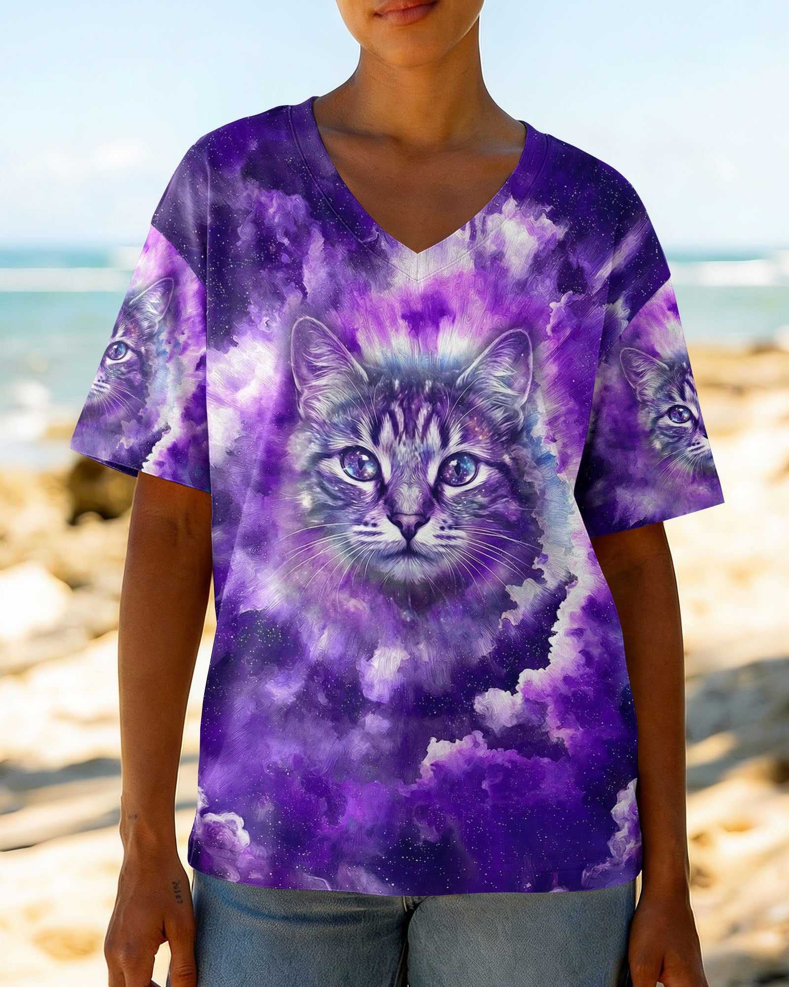 PURPLE UNIVERSE CAT ALL OVER PRINT - TYPQ0203263