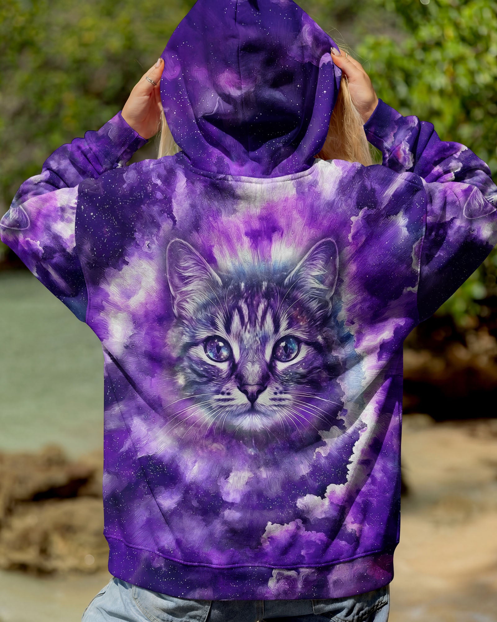 PURPLE UNIVERSE CAT ALL OVER PRINT - TYPQ0203263