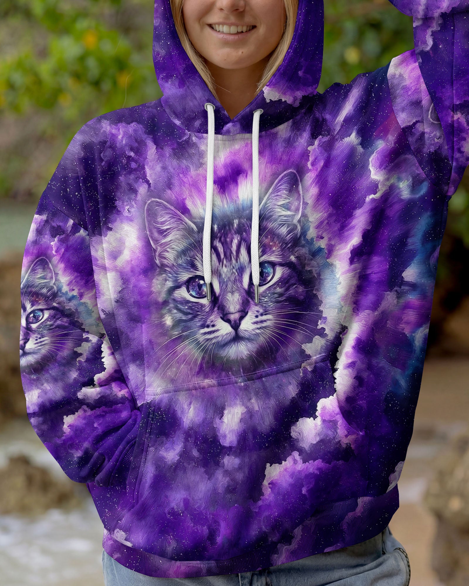 PURPLE UNIVERSE CAT ALL OVER PRINT - TYPQ0203263