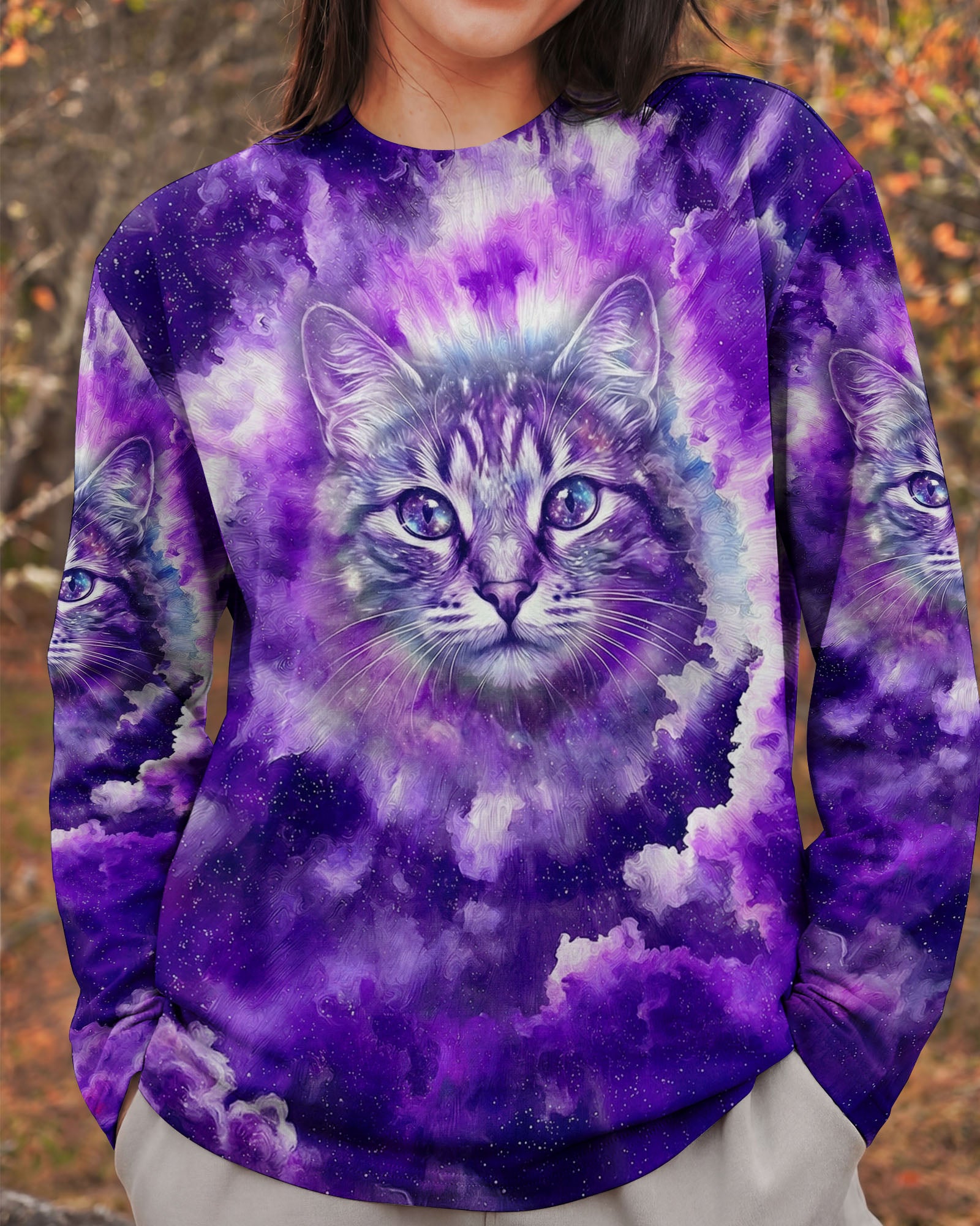 PURPLE UNIVERSE CAT ALL OVER PRINT - TYPQ0203263