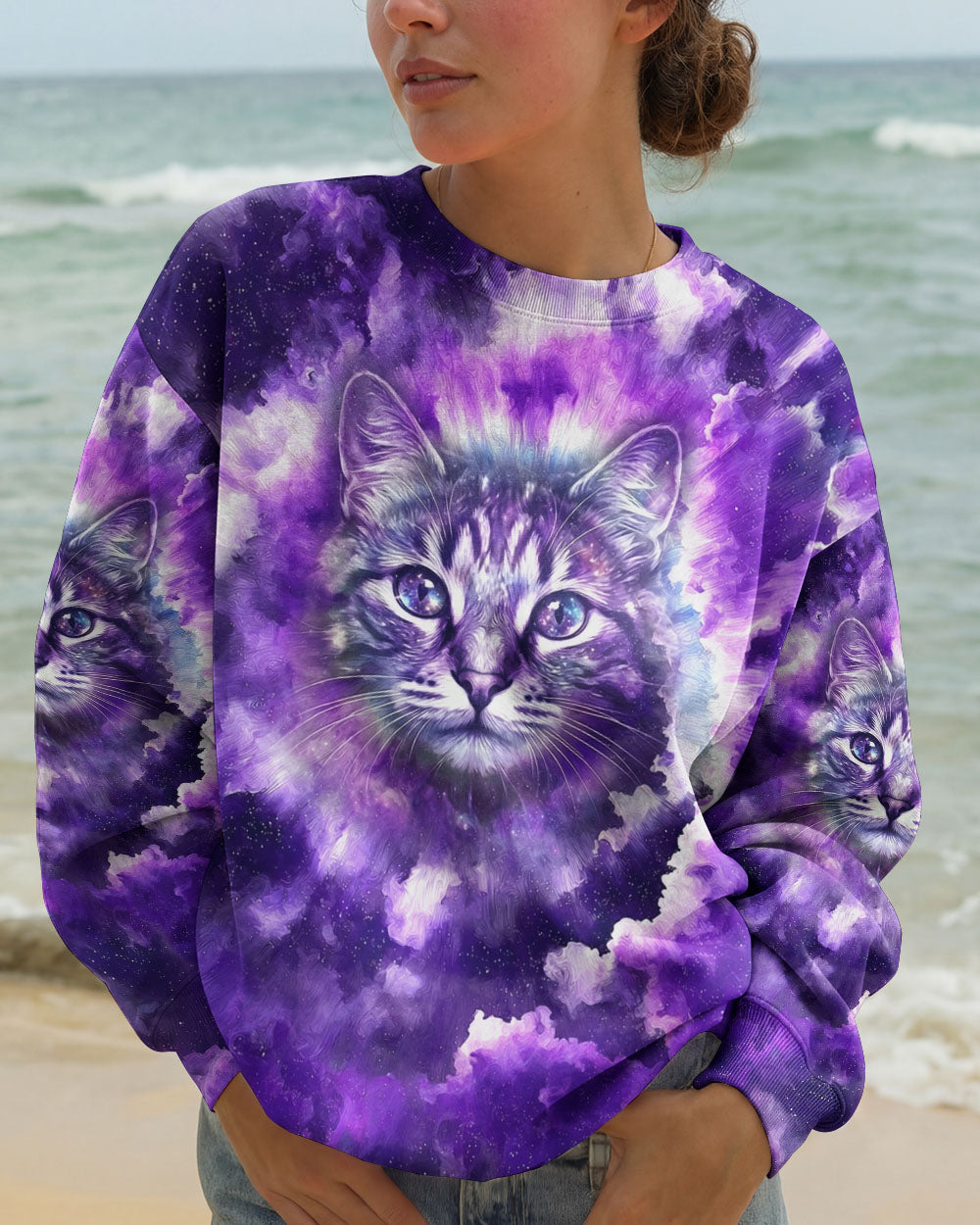 PURPLE UNIVERSE CAT ALL OVER PRINT - TYPQ0203263