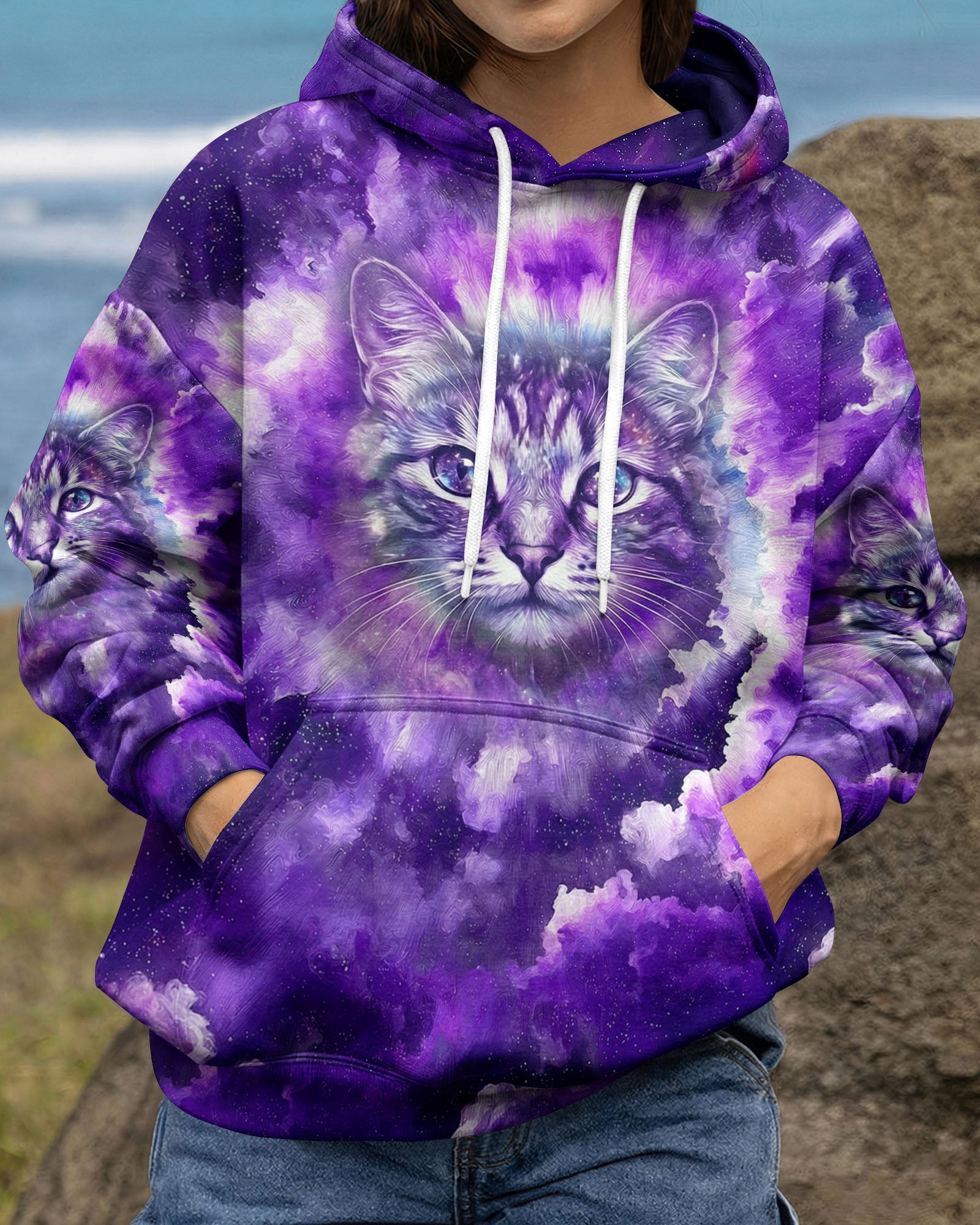 PURPLE UNIVERSE CAT ALL OVER PRINT - TYPQ0203263