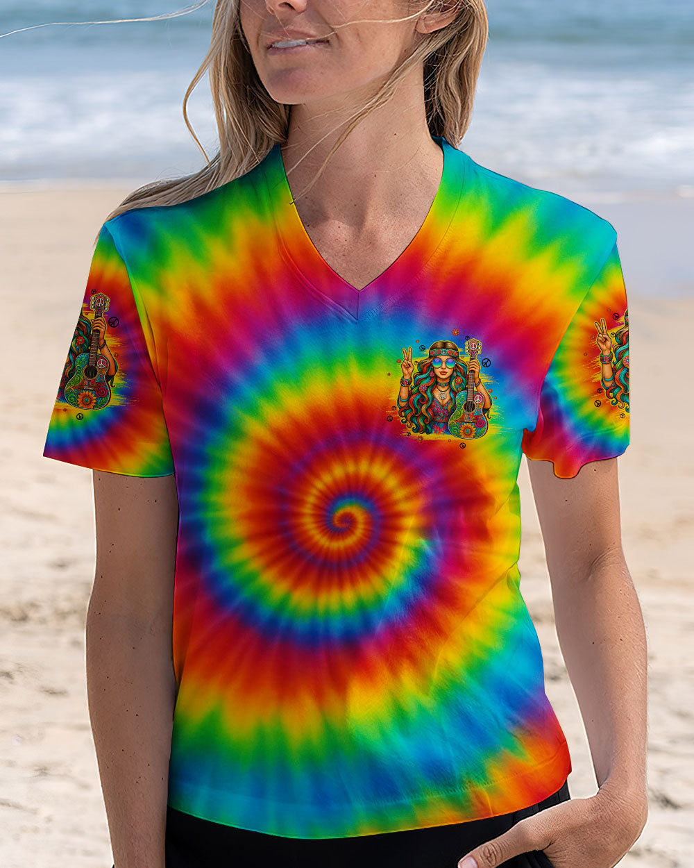 SHE IS SUNSHINE MIXED WITH HURRICANE TIE DYE ALL OVER PRINT - TYPQ0307252