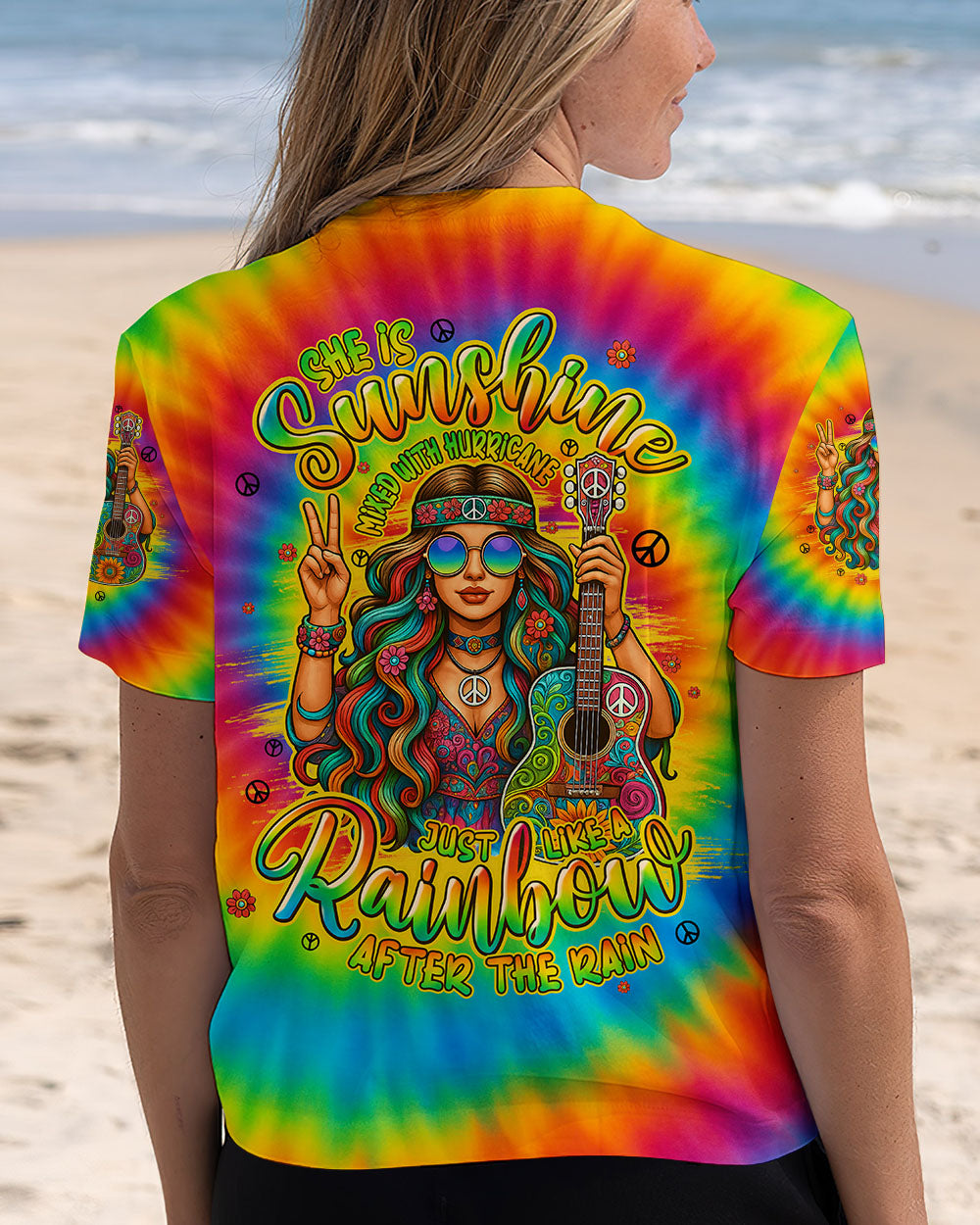 SHE IS SUNSHINE MIXED WITH HURRICANE TIE DYE ALL OVER PRINT - TYPQ0307252