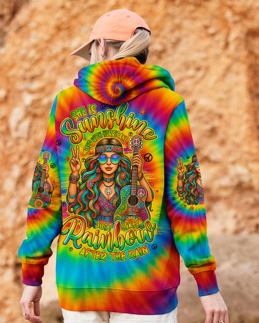 SHE IS SUNSHINE MIXED WITH HURRICANE TIE DYE ALL OVER PRINT - TYPQ0307252