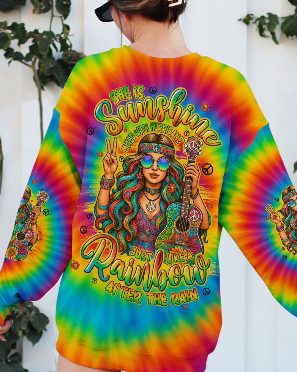 SHE IS SUNSHINE MIXED WITH HURRICANE TIE DYE ALL OVER PRINT - TYPQ0307252