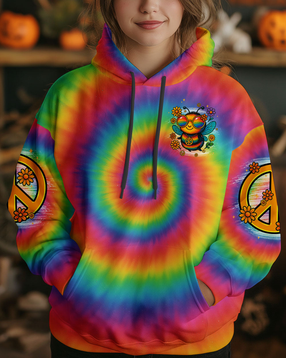 DON'T WORRY BEE HIPPIE TIE DYE ALL OVER PRINT - TYPQ0406252
