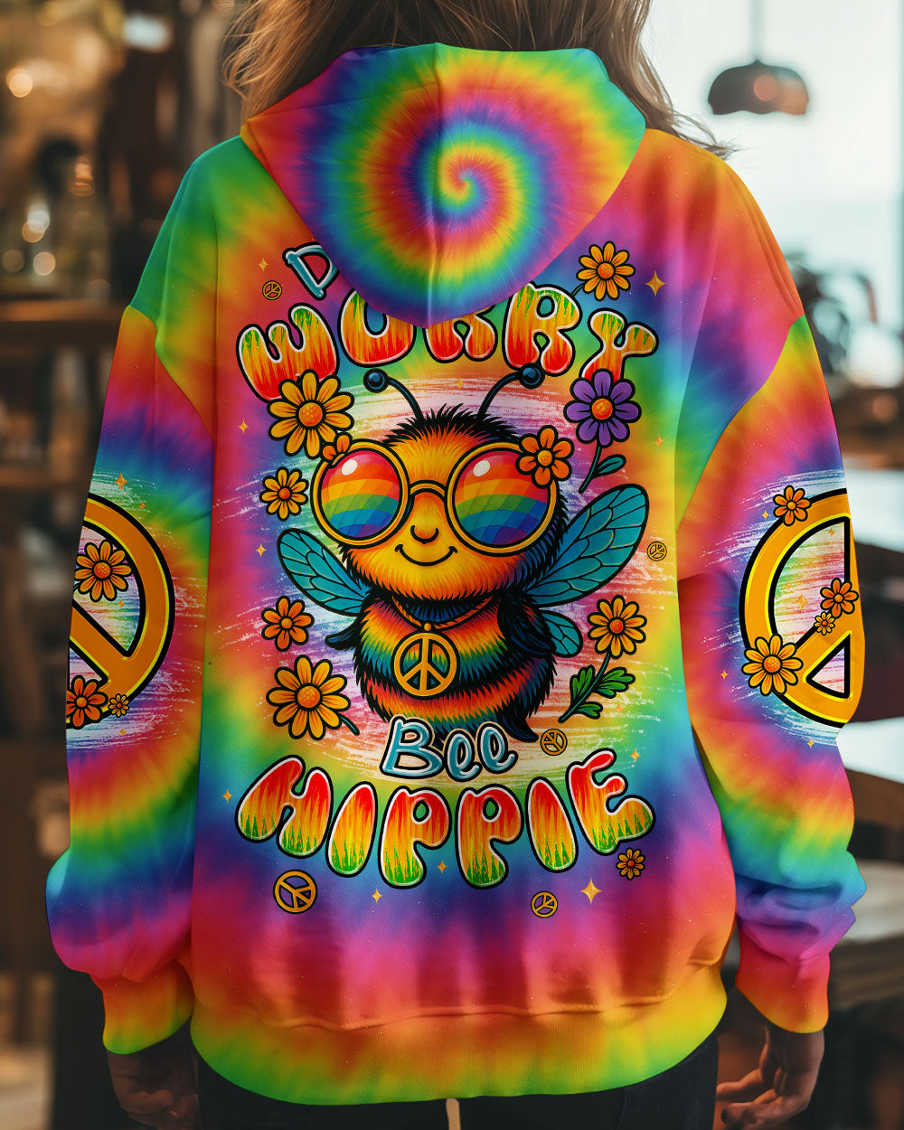 DON'T WORRY BEE HIPPIE TIE DYE ALL OVER PRINT - TYPQ0406252