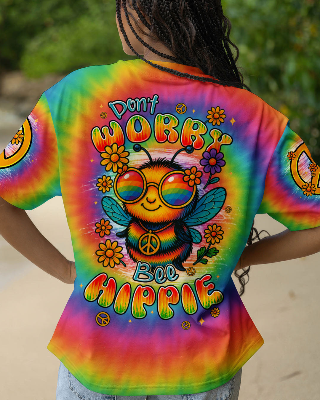 DON'T WORRY BEE HIPPIE TIE DYE ALL OVER PRINT - TYPQ0406252