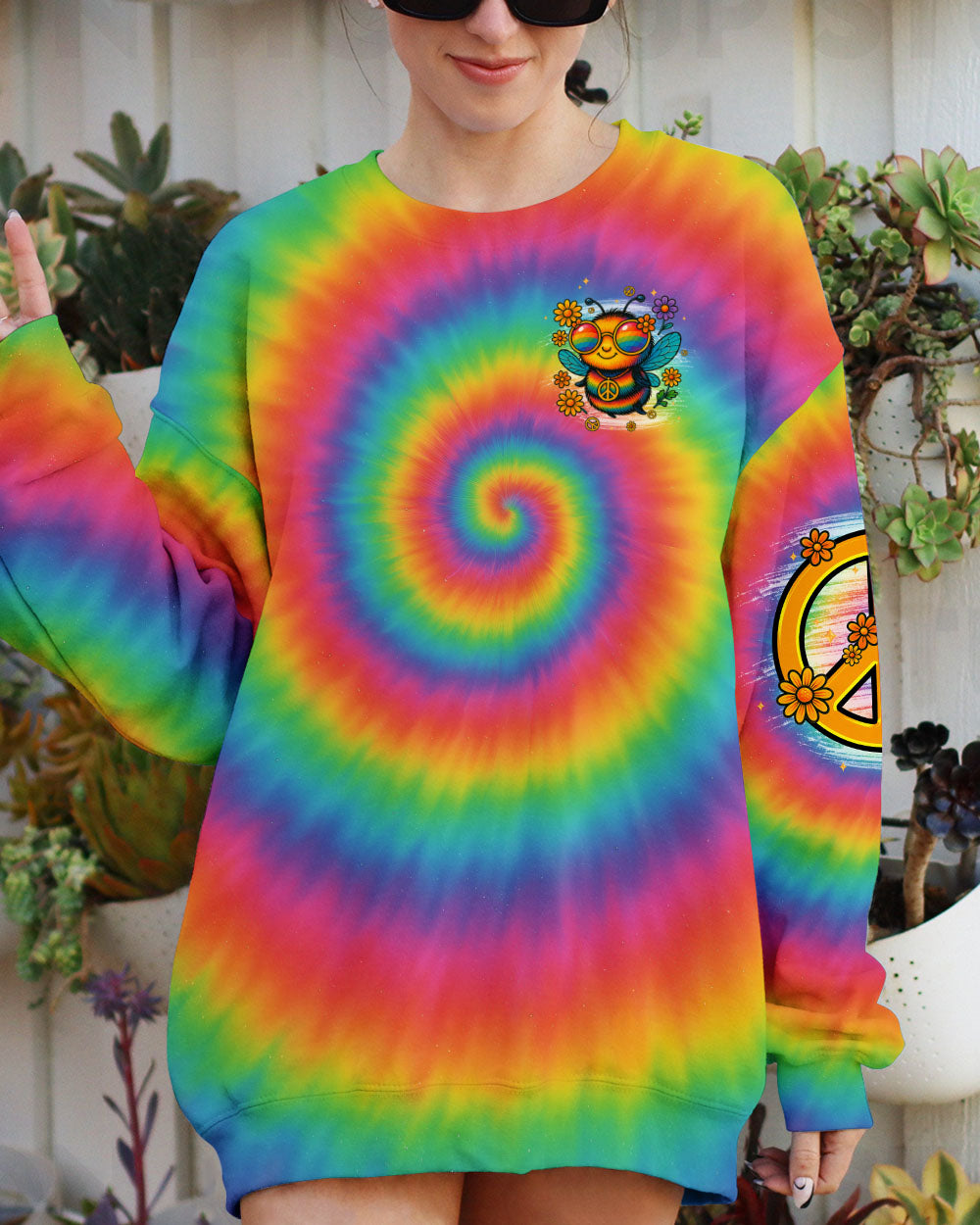 DON'T WORRY BEE HIPPIE TIE DYE ALL OVER PRINT - TYPQ0406252