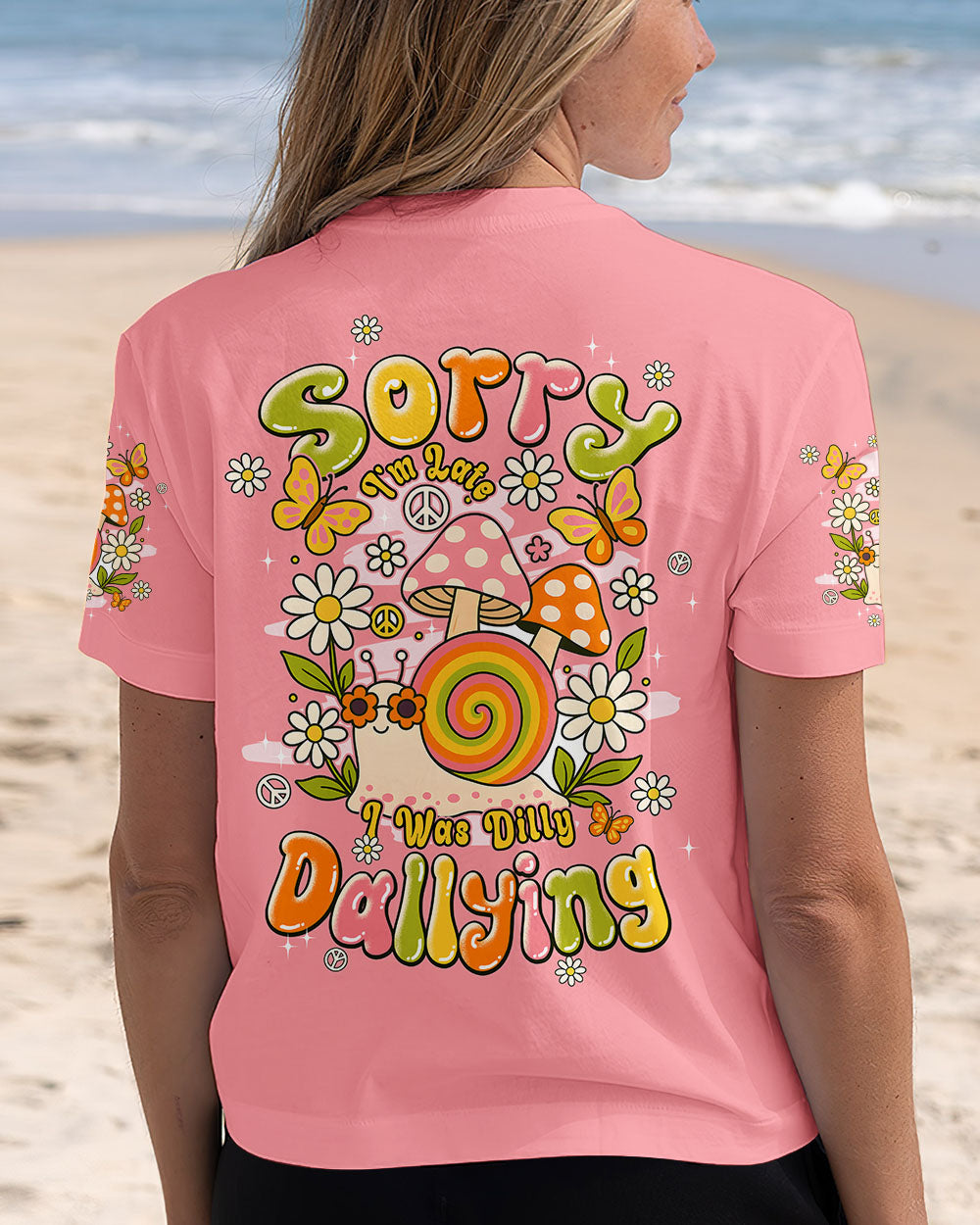 SORRY I'M LATE I WAS DILLY DALLYING SNAIL HIPPIE ALL OVER PRINT - TYPQ0407253