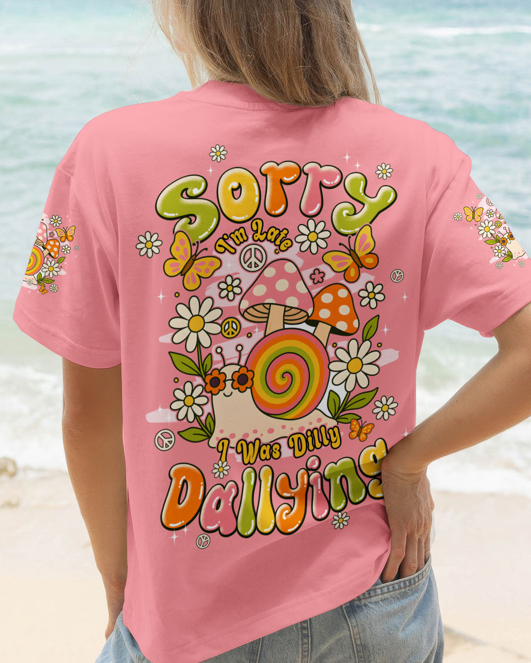 SORRY I'M LATE I WAS DILLY DALLYING SNAIL HIPPIE ALL OVER PRINT - TYPQ0407253