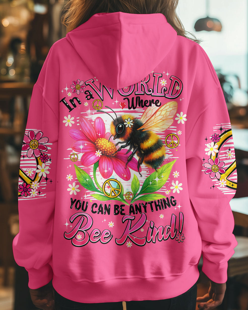 IN A WORLD YOU CAN BE ANYTHING BEE KIND PINK ALL OVER PRINT - TYPQ0606253